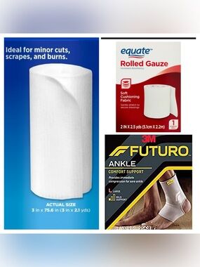 3M Men’s FUTURO ANKLE COMFORT SUPPORT, Self Adhering Wrap and Sterile Gauze Roll
